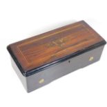 A 19thC. inlaid rosewood music box