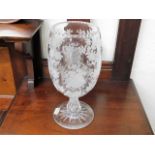 An early 19thC. acid etched glass vase