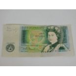 A misprinted one 1980's one pound note with no upp