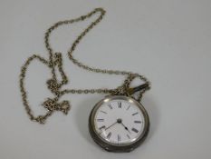 A 19thC. silver pocket watch with chain