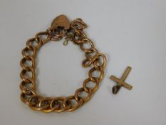 A 9ct gold bracelet & cross
