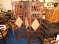 A mahogany & rush lattice divider