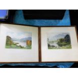 Two framed coloured etchings of Loch Lomond & Loch
