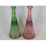 Two c.1890 Bohemian overlay glass decanters