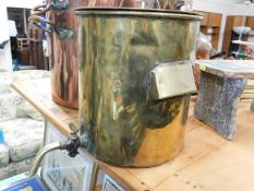 A 19thC. brass hot water urn