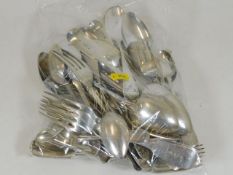 A bagged quantity of antique silver flatware