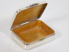 A silver gilt vinaigrette lacking liner & sponge