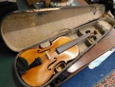 An early 20thC. violin, restrung