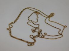 A Victorian 15ct gold long guard chain