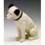 Reproduction cast metal figural moneybox together with a similar figure of Nipper (the H.M.V. dog)