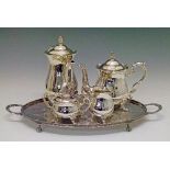 Silver plated four piece tea service, similar tray and other silver plated items Condition: