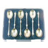 Set of six George VI silver 'Apostle' style coffee spoons, Sheffield 1937, cased Condition: