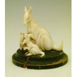 Late 19th/early 20th Century carved ivory figure group depicting a family of kangaroos Condition: