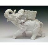 Large white glazed figure of an Indian processional elephant Condition: