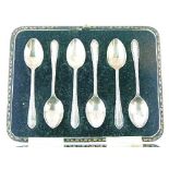 Set of six George V silver coffee spoons, Sheffield 1930, cased Condition: