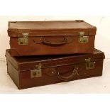 Two vintage leather suitcases Condition: