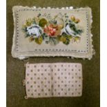 Late 19th Century needlework and beadwork rectangular cushion together with a quantity of crochet