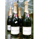 Wines & Spirits - Champagne - 2 x 75cl Moet & Chandon, 2 x 75cl Asda Rose Brut, and one each of 75cl