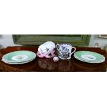 Set of four 19th Century hand painted dessert plates having botanic decoration, a late 19th