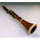 19th Century ivory mounted boxwood clarinet by G. French of London Condition: