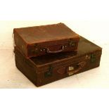 Two vintage leather suitcases Condition: