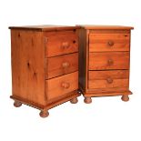 Pair of pine bedside chests of three drawers Condition: