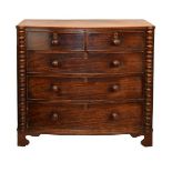 19th Century mahogany bow front chest of two short over three long drawers Condition: