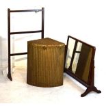 Early 20th Century mahogany rectangular framed dressing table mirror, folding towel rail and a Lloyd