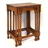 Oak nest of three occasional tables Condition: