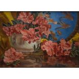 Agnes Kindberg - Oil on canvas - Still life with flowers, signed, framed Condition: