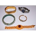 Quantity of various costume jewellery and a beech wood jewellery case Condition: