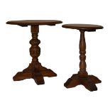 Two circular topped oak occasional tables Condition: