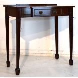 Reproduction mahogany and string inlaid breakfront side table fitted one drawer Condition: