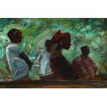 Neil Murison - Oil on board - Study Of Native Figures, signed, framed Condition: