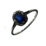 Sapphire and diamond set dress ring, the shank stamped 'platinum', size N Condition: