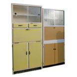 Two vintage 1950/60's period kitchen cabinets with pull down fronts and sliding glass doors