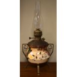 Late 19th Century Defries & Sons Aesthetic School pottery oil lamp having foliate decoration on an