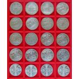 Coins - Collection of sixteen G.B. crowns - 1667, 1688, 1695, 1819, 1820, 1821, 1822, 1844, 1845 x
