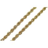 Chain, of unmarked rope links, 60cm long, 60g gross, tests as gold Condition: Width of links 7mm