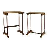 Nest of two 19th Century Killarney marquetry inlaid yew rectangular top tea tables, each having