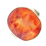 Agate intaglio ring, in the Roman style, of a mythological beast, to a mount stamped '9ct', size