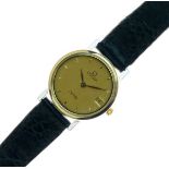 Omega - Lady's De Ville circular gold plate and stainless steel cased quartz wristwatch, the