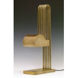 WMF Modernist style plated brass table lamp having a five bar column suspending an arch shaped