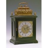 Early 18th Century brass and ebonised basket top bracket clock by John Shaw of Holborn, the brass