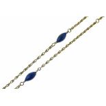 Chain, tagged '18', interspaced with four oval lapis lazuli beads, 47cm long, 20g gross Condition: