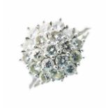 Nineteen stone diamond cluster ring, the white mount stamped '18ct', the brilliant cuts totalling