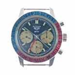 Heuer - Autavia GMT Chronograph Watch Head, ref:2446C, the stainless steel case with blue and red