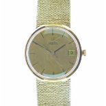 Omega - Gentleman's 9ct gold cased automatic wristwatch, with gold mesh bracelet, signed champagne