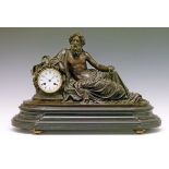 19th Century French bronze mantel clock by Miroy Freres of Paris, the figural case formed as a