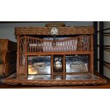 Vintage wicker cased picnic set having fall front with chrome plated fittings Condition: